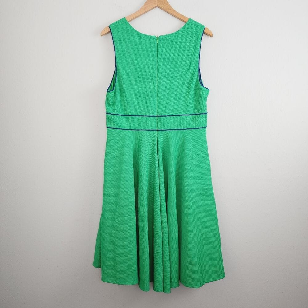 Hutch Anthropologie Kelly Green Navy Bow Fit & Flare Dress Wedding Guest XL - Picture 9 of 10
